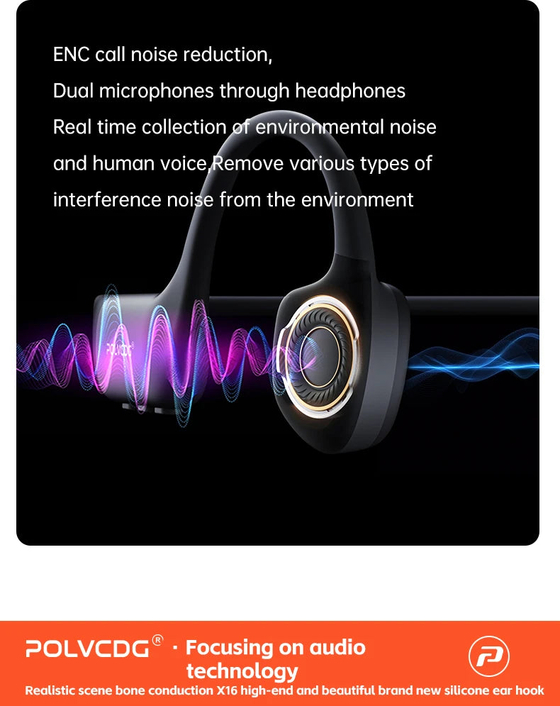 POLVCDG bone conduction swimming earphones IPX8 waterproof 32GB memory Bluetooth 5.4 silicone material 2025 new product x16
