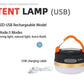 10W 1800MAH COB+LED Camping Lantern USB Rechargeable High Power Portable Tents Lamp Outdoor Hiking Night Fishing Hanging Lamp