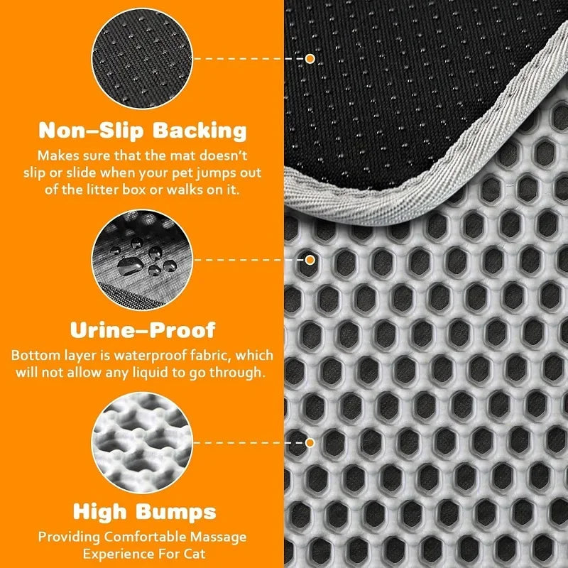Cat Litter Mat – Double Layer, Non-Slip, Waterproof