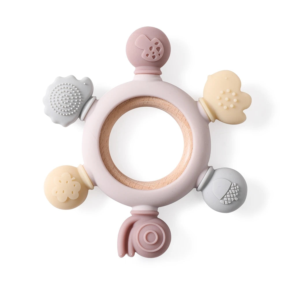 Food-Grade Silicone Teether Ring - Safe Sensory Toy for Babies 0-12 Months!