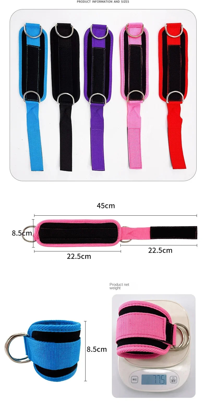 Adjustable D-Ring Ankle & Wrist Cuffs for Targeted Leg and Glute Training