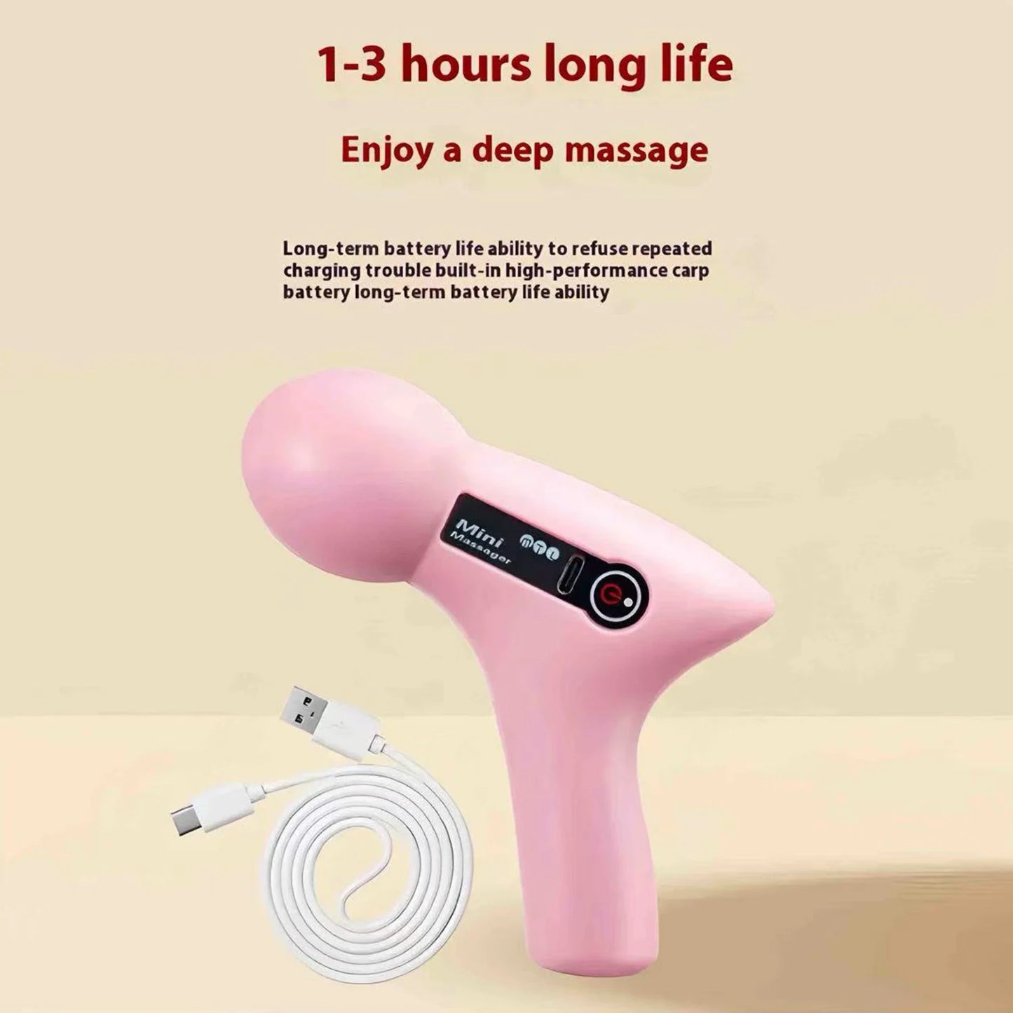 (No Silicone Sleeve) Handheld Body Massage Products Mini Silent Electric Wireless Fascial Gun Portable Massager Stick Vibration