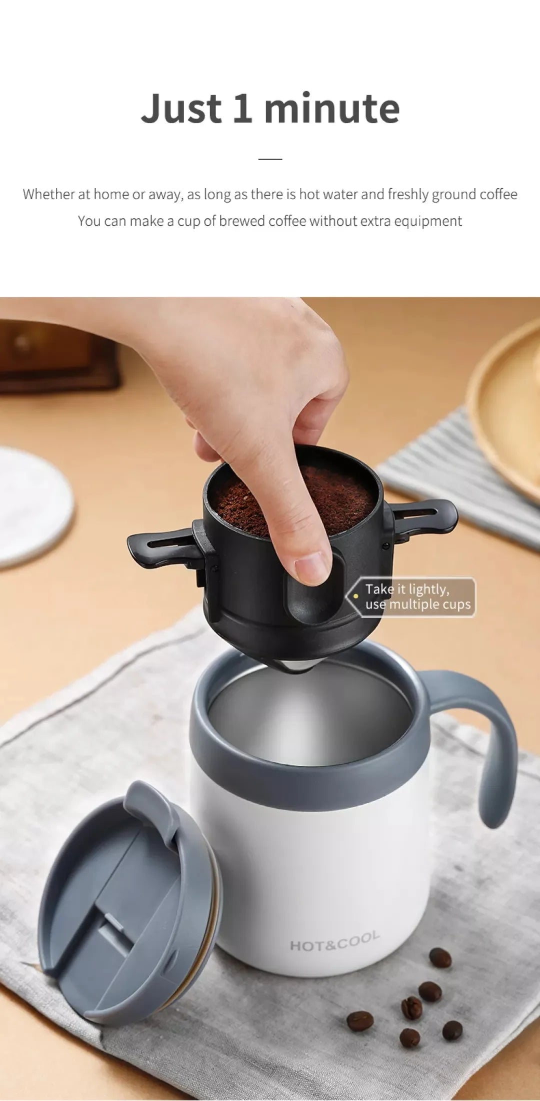 304 Stainless Steel Portable Coffee & Tea Dripper Set