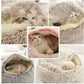 Plush Hooded Pet Bed Round Fluffy Soft Cat Bed Pet Cushion Warm Cat Dog 2 in 1 Sleeping Nest Cave for Small Dogs