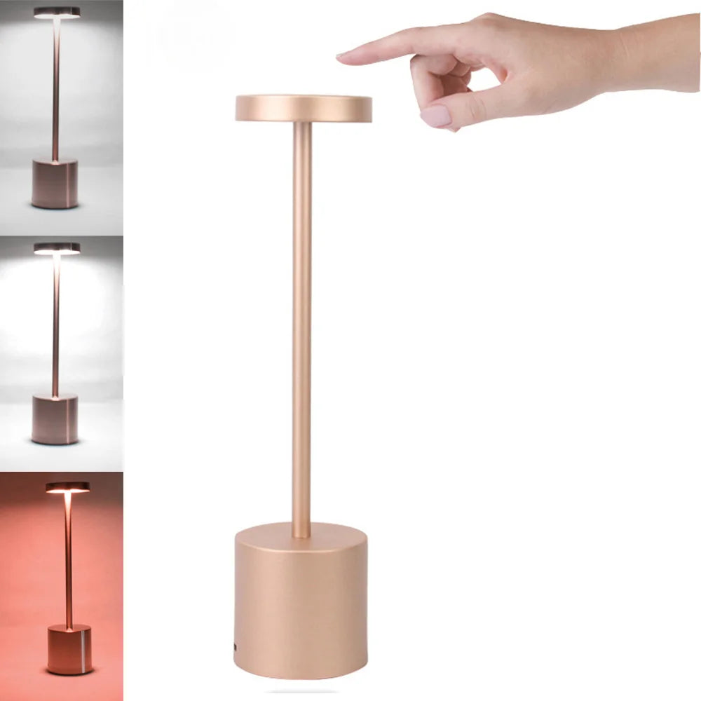 USB Rechargeable Classic Table Lamp: Touch Control & 3 Colors