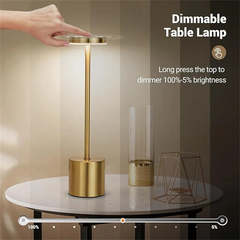USB Rechargeable Classic Table Lamp: Touch Control & 3 Colors