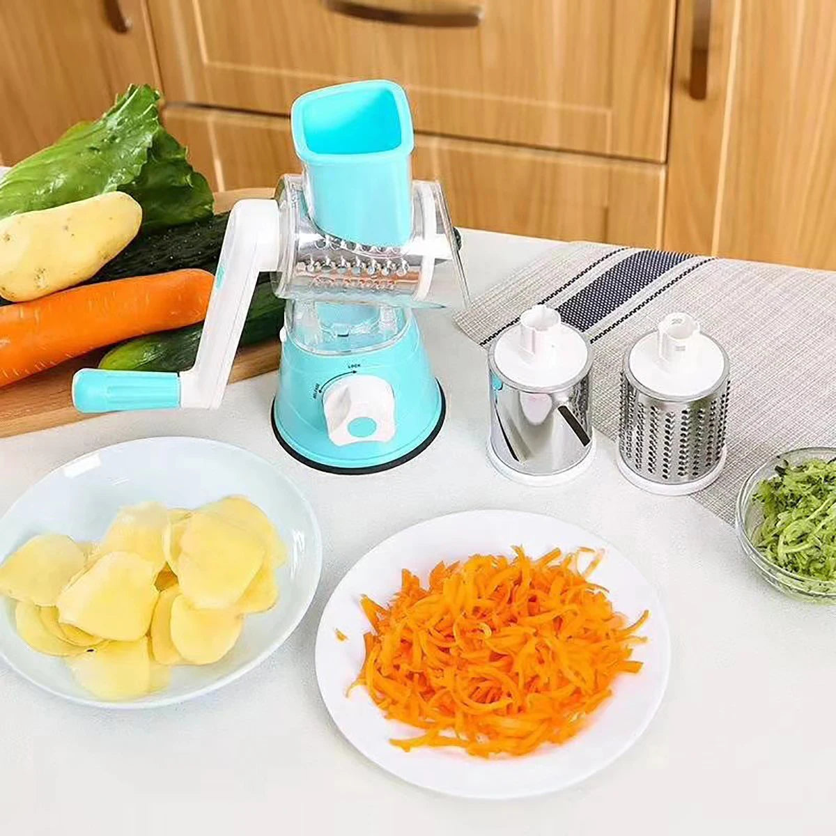 3-in-1 Manual Vegetable Slicer & Shredder – Perfect for Grating Cheese, Nuts & More!