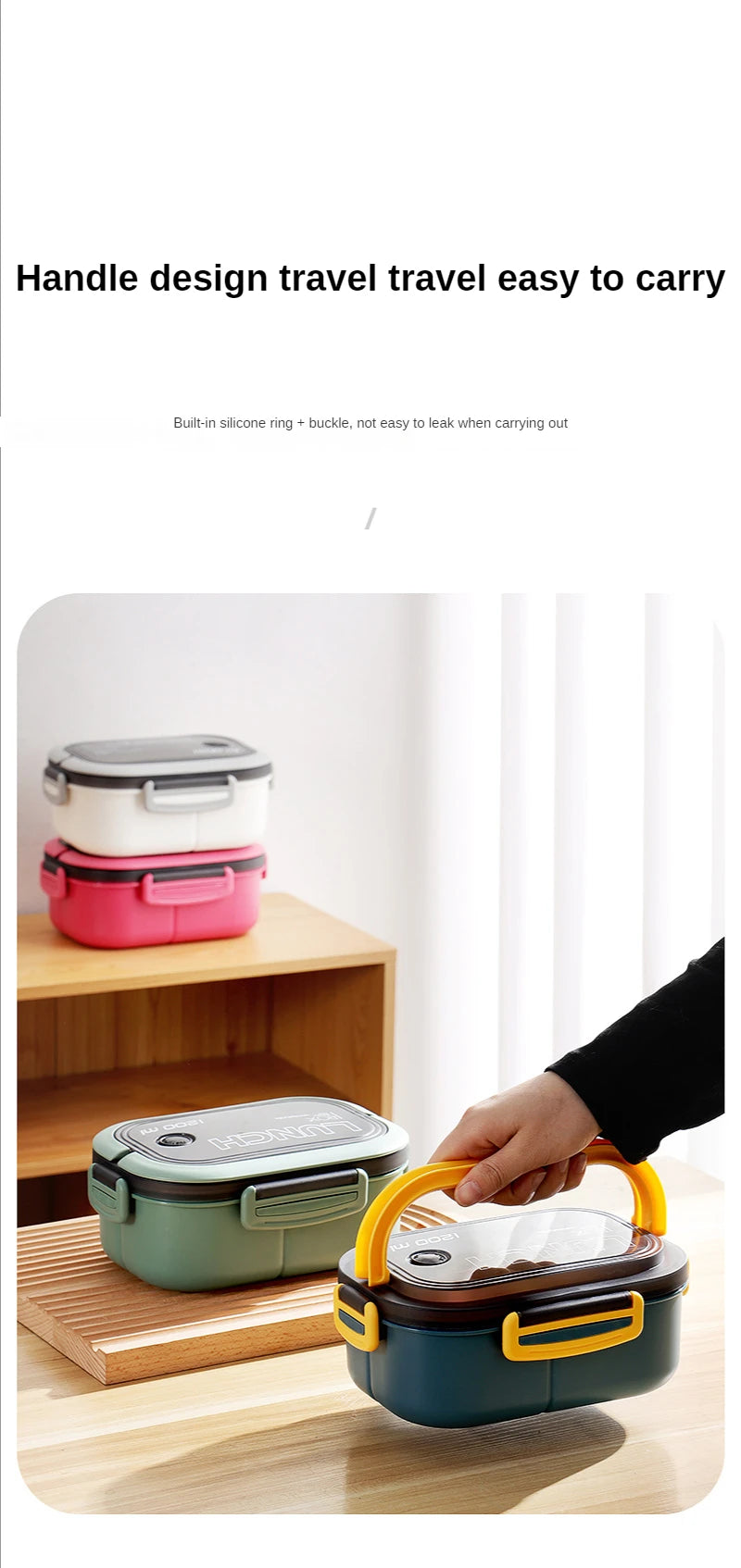 1200ML 2-Layer Bento Lunch Box (Leakproof) – Spoon & Fork Included