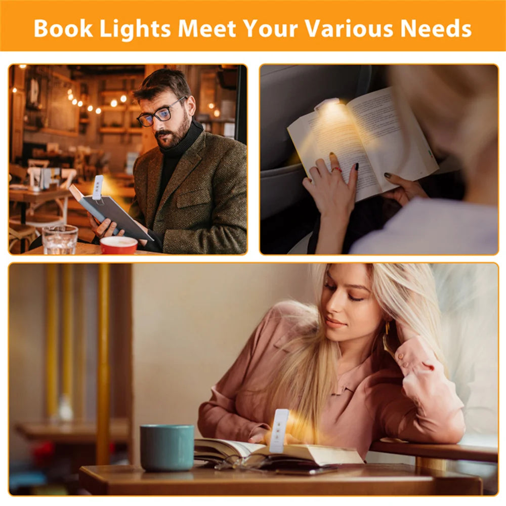 USB Rechargeable Clip-On Bookmark Book Light with Timer