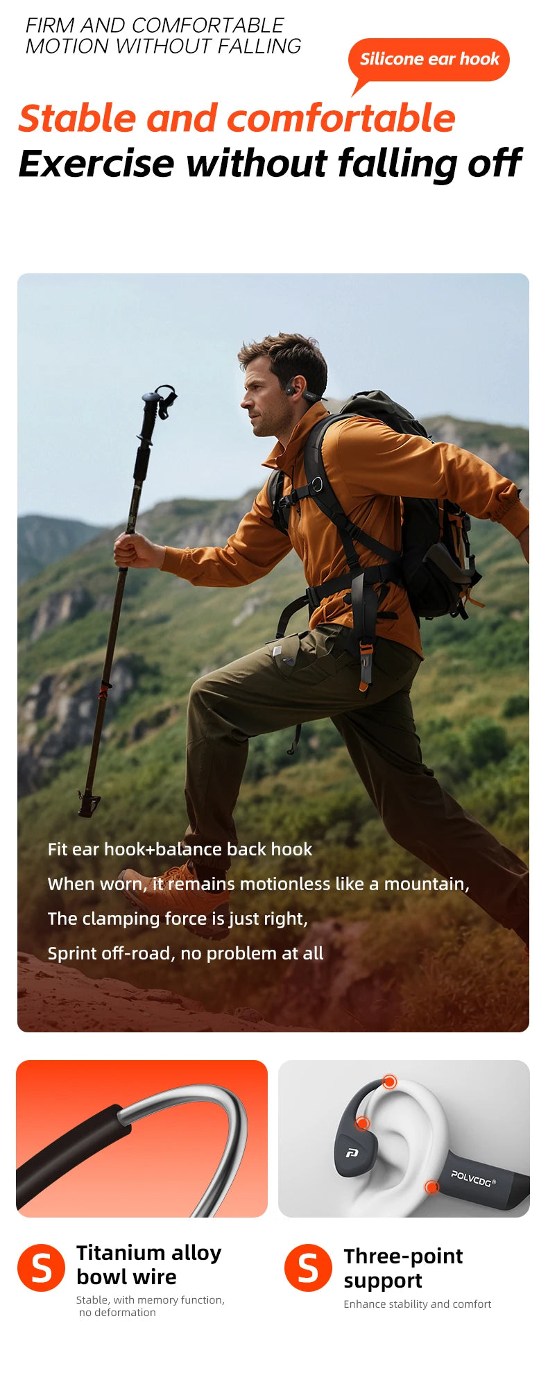 POLVCDG bone conduction swimming earphones IPX8 waterproof 32GB memory Bluetooth 5.4 silicone material 2025 new product x16