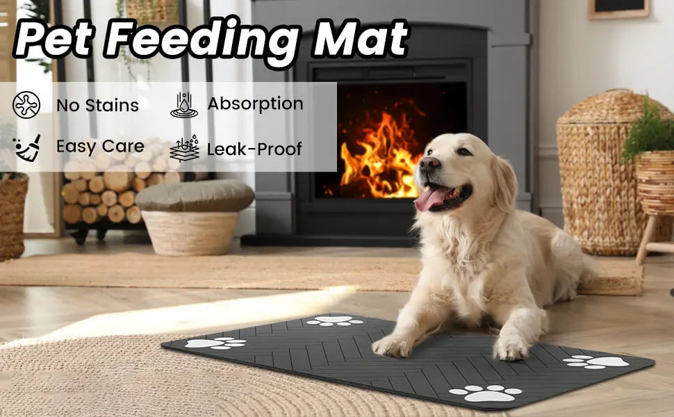 Absorbent Waterproof Pet Feeding Mat for Food & Water Bowl