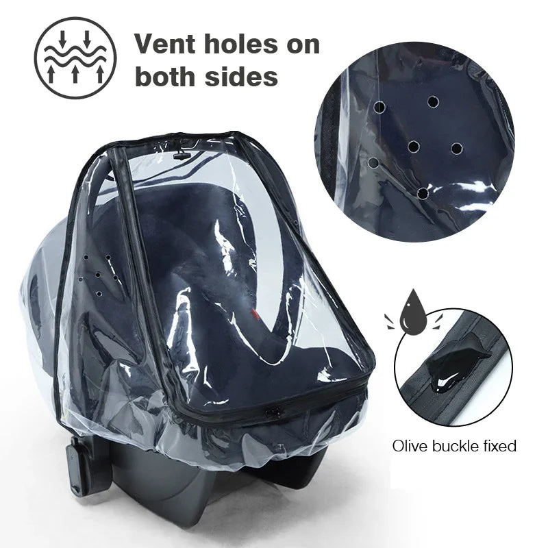 Baby Safety Seat Windproof Rain Cover Dustproof Transparent EVA Stroller Baby Carriage Rain Cover Dust Cover Mosquito Net