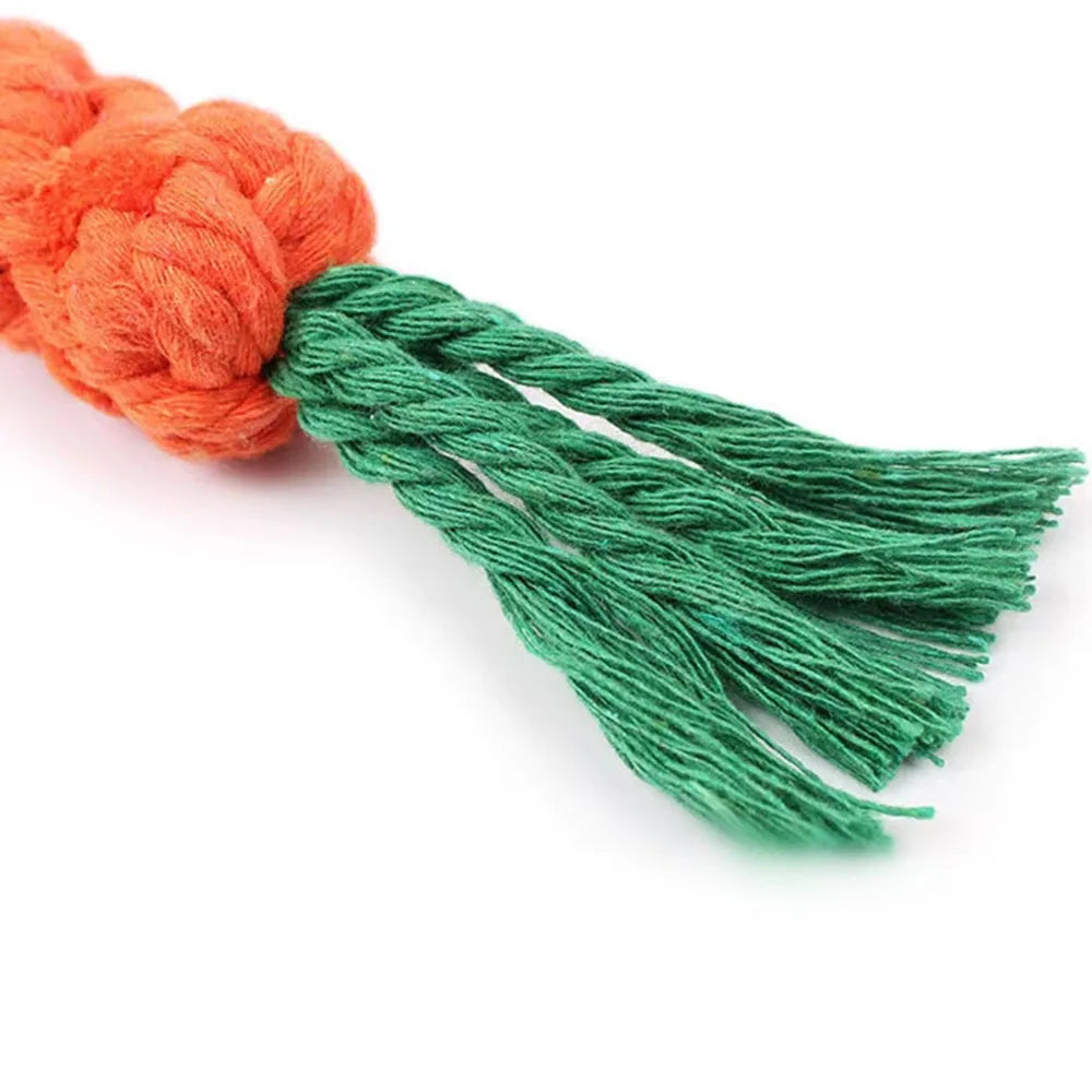 Durable Carrot Dog Chew Toy - Safe Cotton Rope for Molar Cleaning!