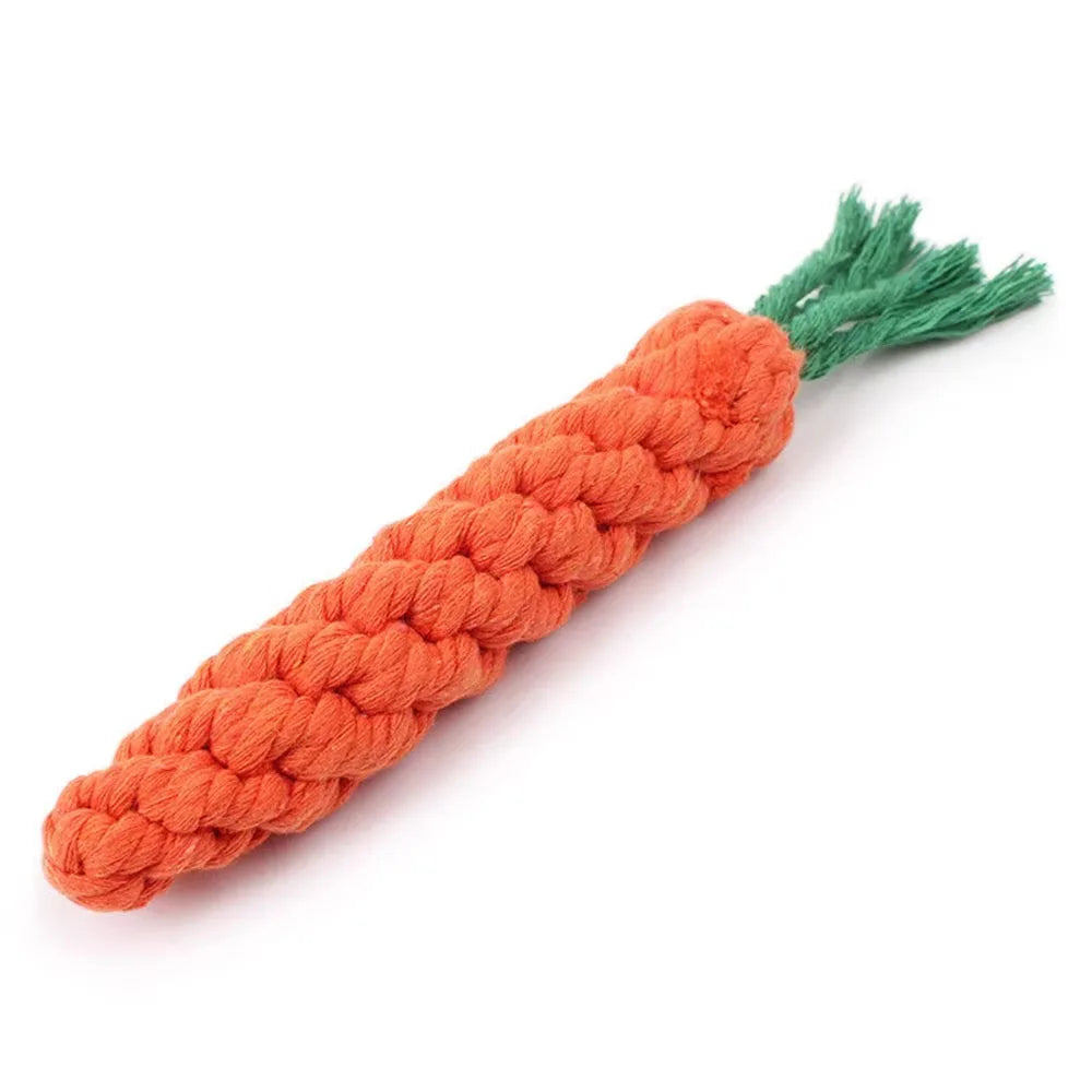 Durable Carrot Dog Chew Toy - Safe Cotton Rope for Molar Cleaning!