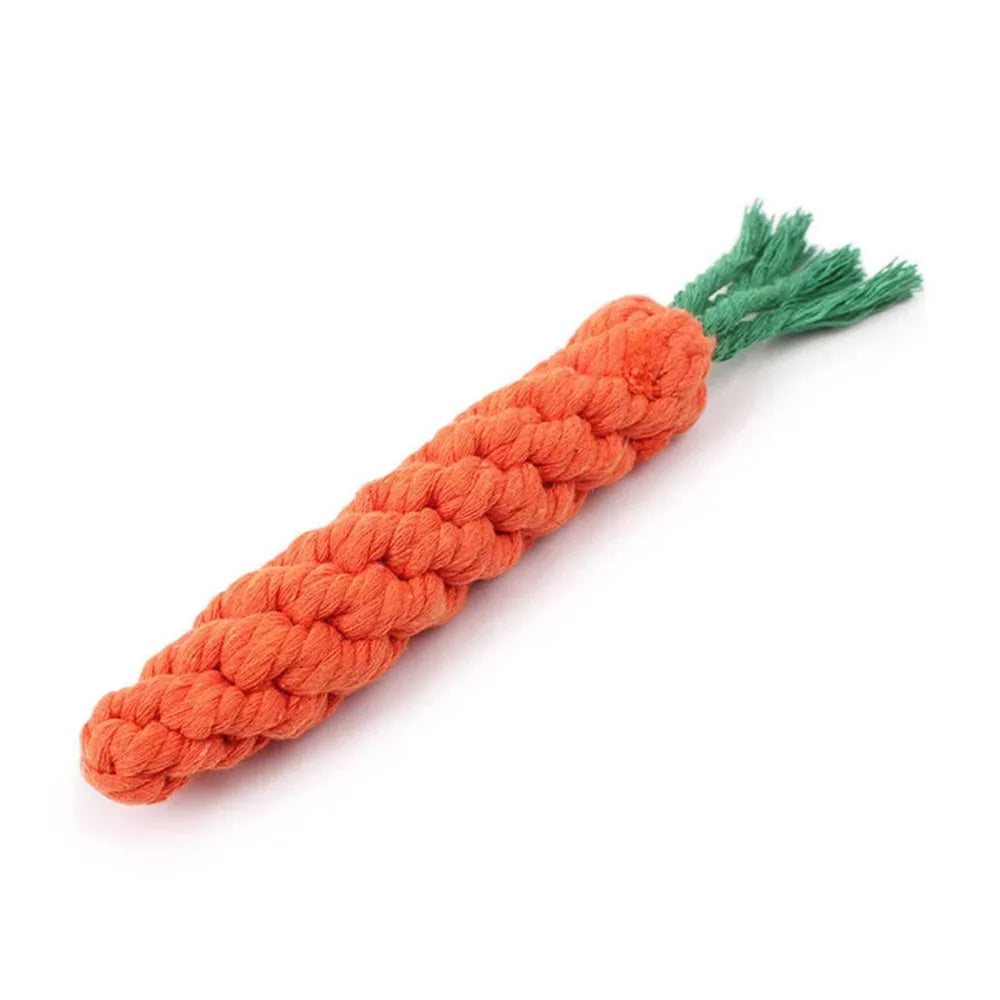 Durable Carrot Dog Chew Toy - Safe Cotton Rope for Molar Cleaning!