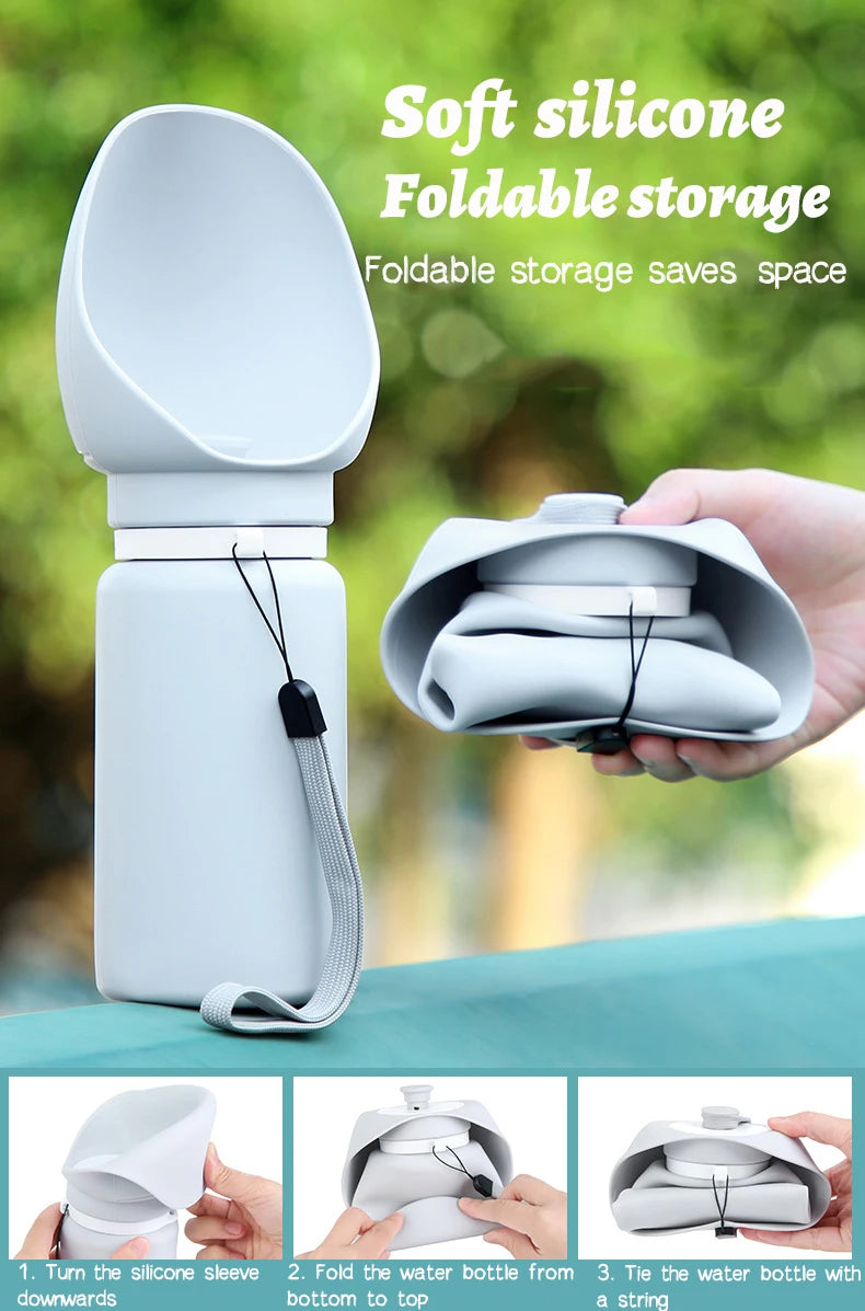 550ml Folding Pet Water Bottle - Portable Mug for Dogs & Cats on the Go!