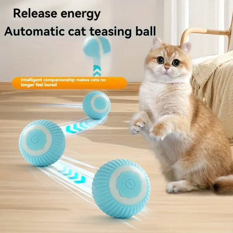 Cat Interactive Ball Toy Automatic Rolling Ball Faux Tail Rechargeable Pet Electric Toy Dog Cat Training Imitate Mouse Products
