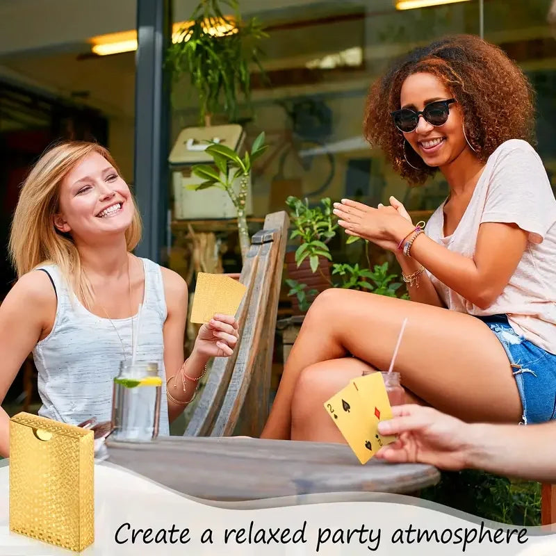 Cool Black Gold Waterproof Playing Cards, a Deck of Playing Cards Containing Christmas, Halloween, Thanksgiving Gifts, Game Gift