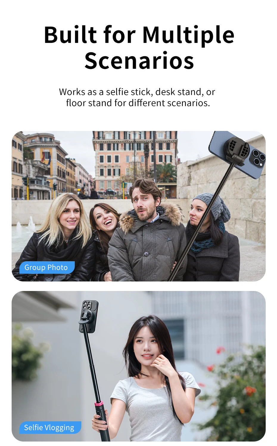 MagSafe Selfie Stick Tripod (1.53M) w/ Bluetooth Remote