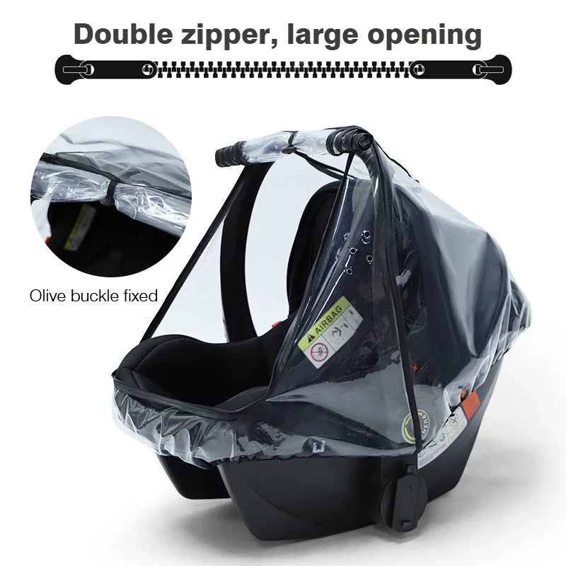 Baby Safety Seat Windproof Rain Cover Dustproof Transparent EVA Stroller Baby Carriage Rain Cover Dust Cover Mosquito Net