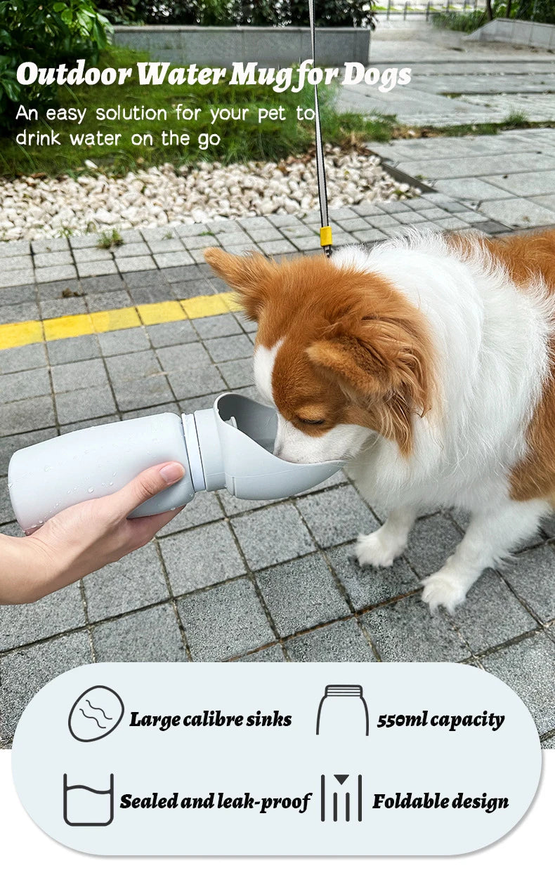 550ml Folding Pet Water Bottle - Portable Mug for Dogs & Cats on the Go!