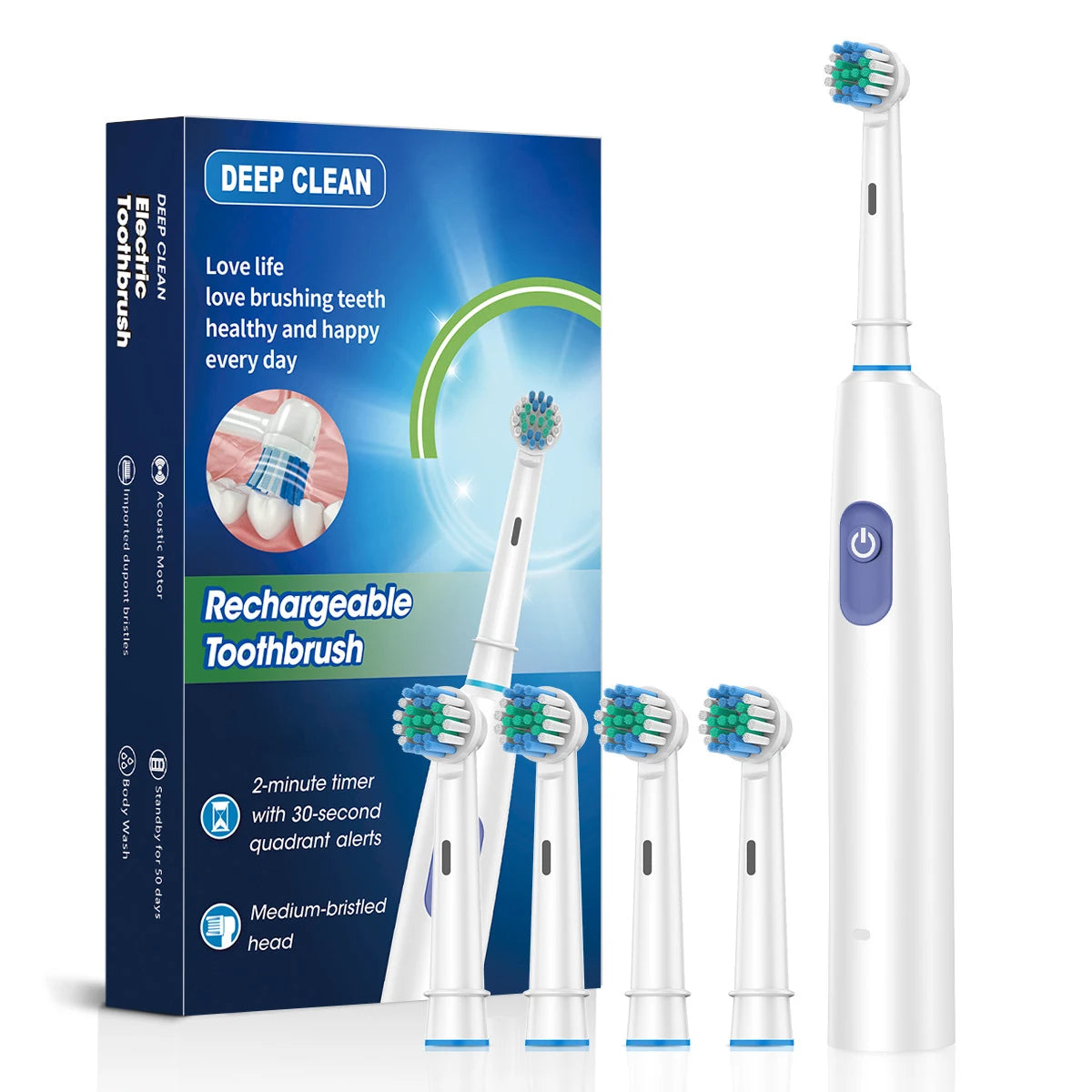 Experience the Power of Our Waterproof Electric Toothbrush with 8 Heads & Built-in Timer!