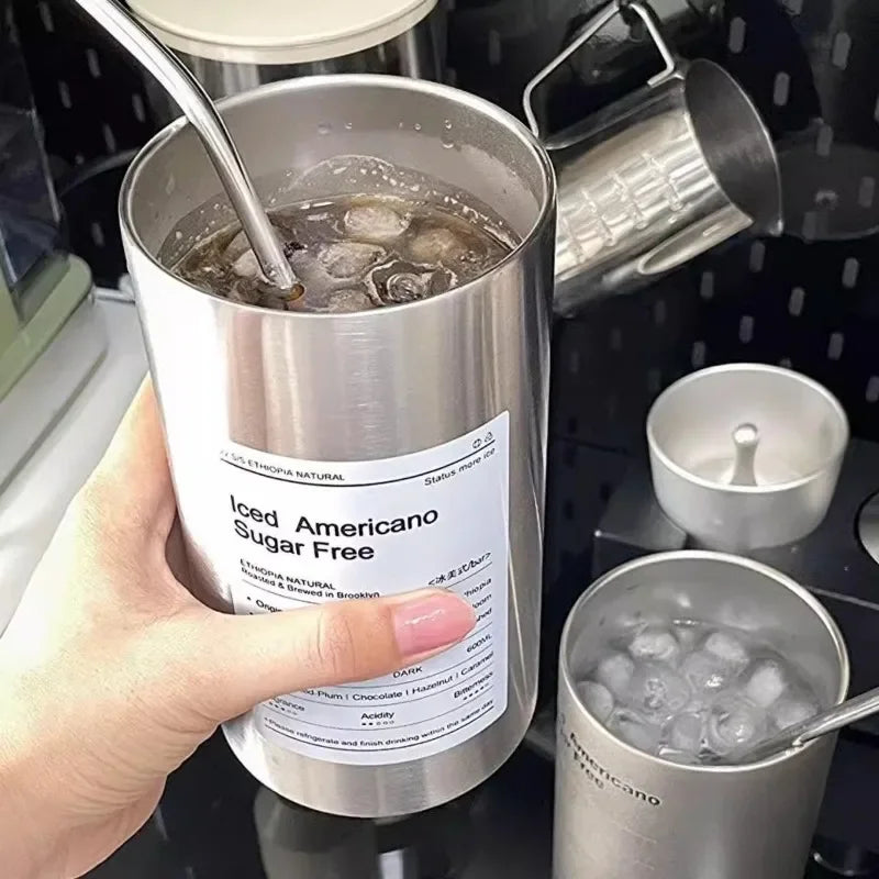 Leak-Proof Insulated Stainless Steel Thermos Cup with Straw