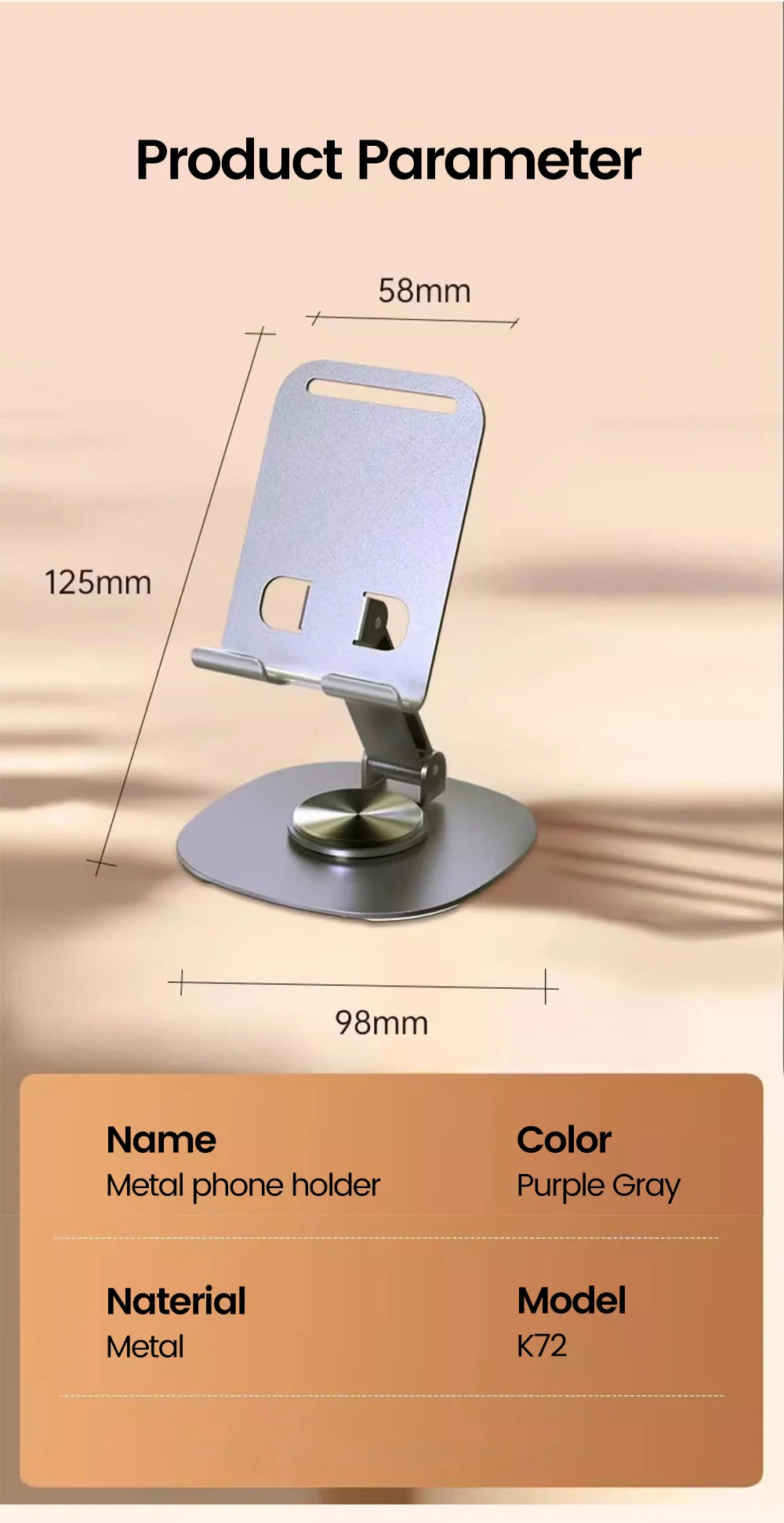 Rotating Phone Tablet Stand – Desktop Mount for iPhone & iPad