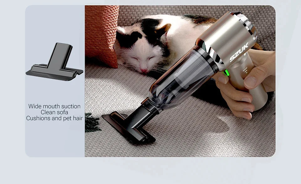 Cordless car vacuum - strong suction, portable, handheld. Perfect for quick clean-ups in your car! 🚗