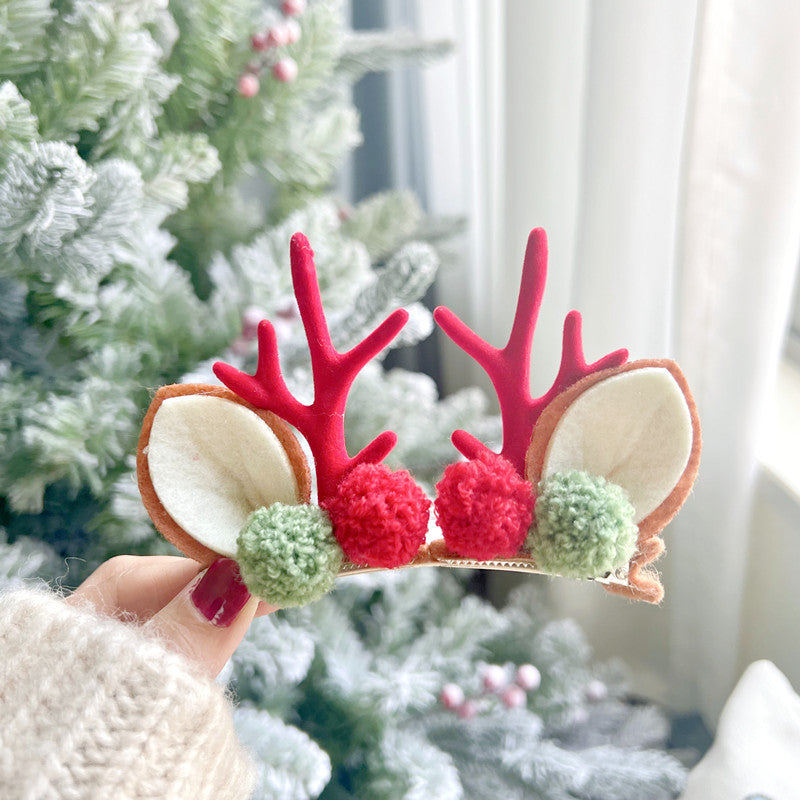 2pcs/Set Kawaii Christmas Elk Ear Hair Clip Women Girl Santa Snowman Hairpin Xmas Party Barrettes For Kids Cosplay Headwear