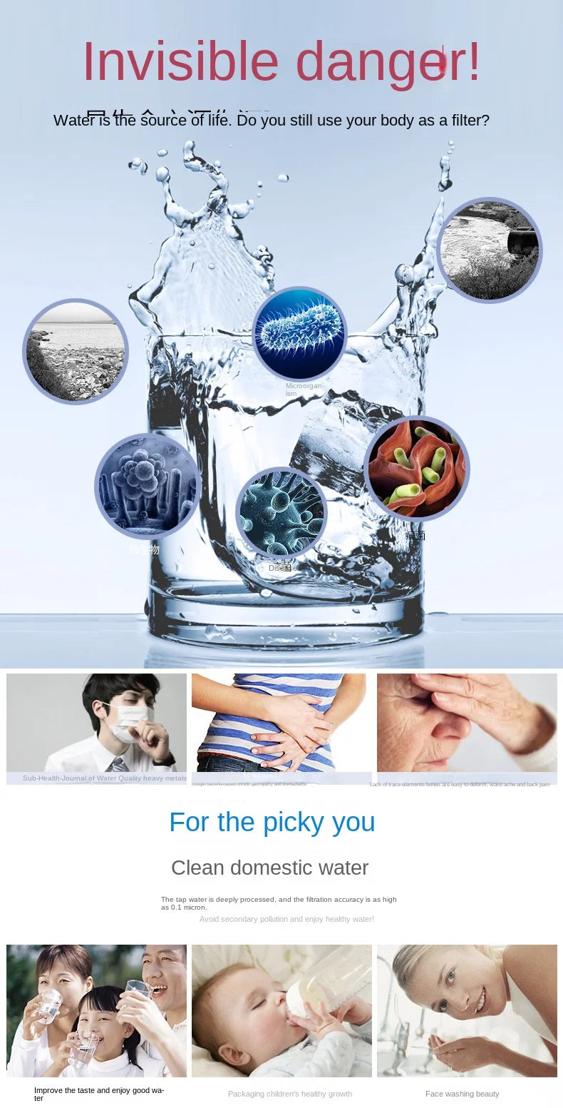 6-Layer Kitchen Tap Water Filter - Coconut Charcoal Purifier for Clean Drinking Water!