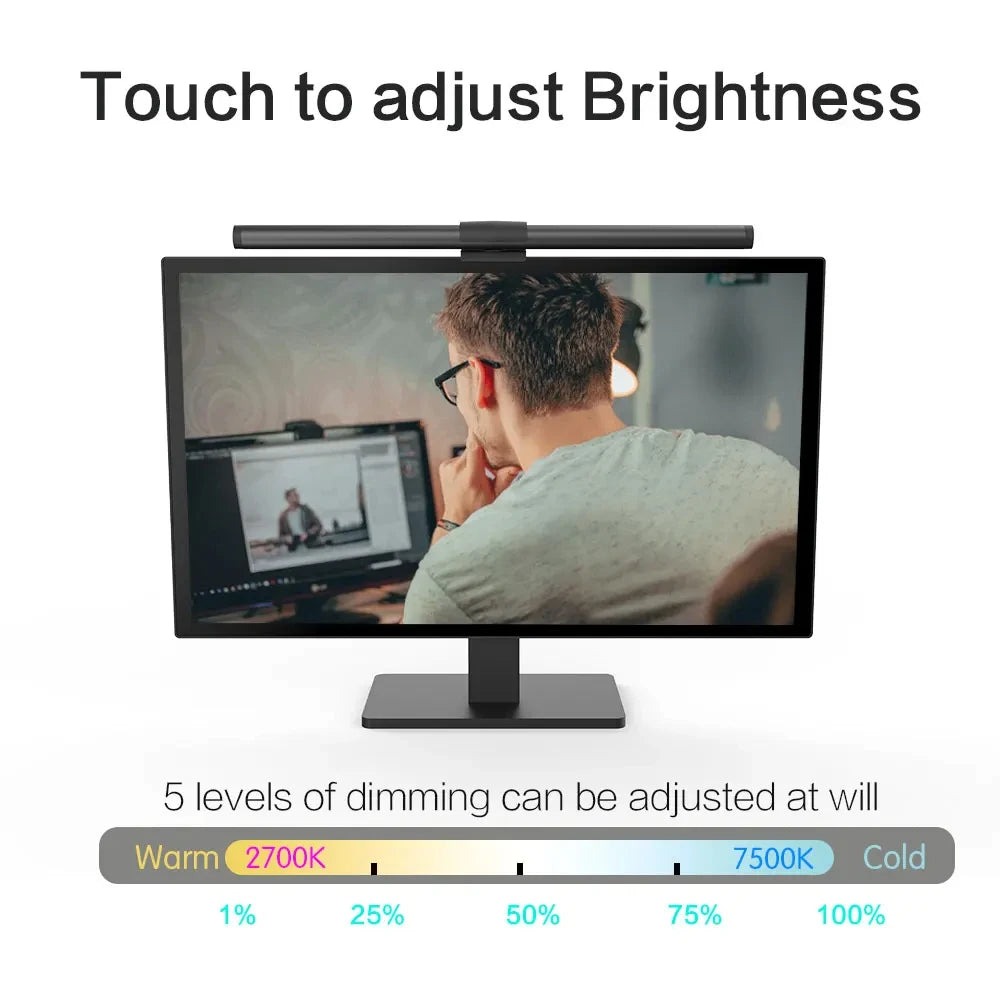 GB LED Monitor Light Bar: Dimmable Atmosphere Lamp for Work & Gaming