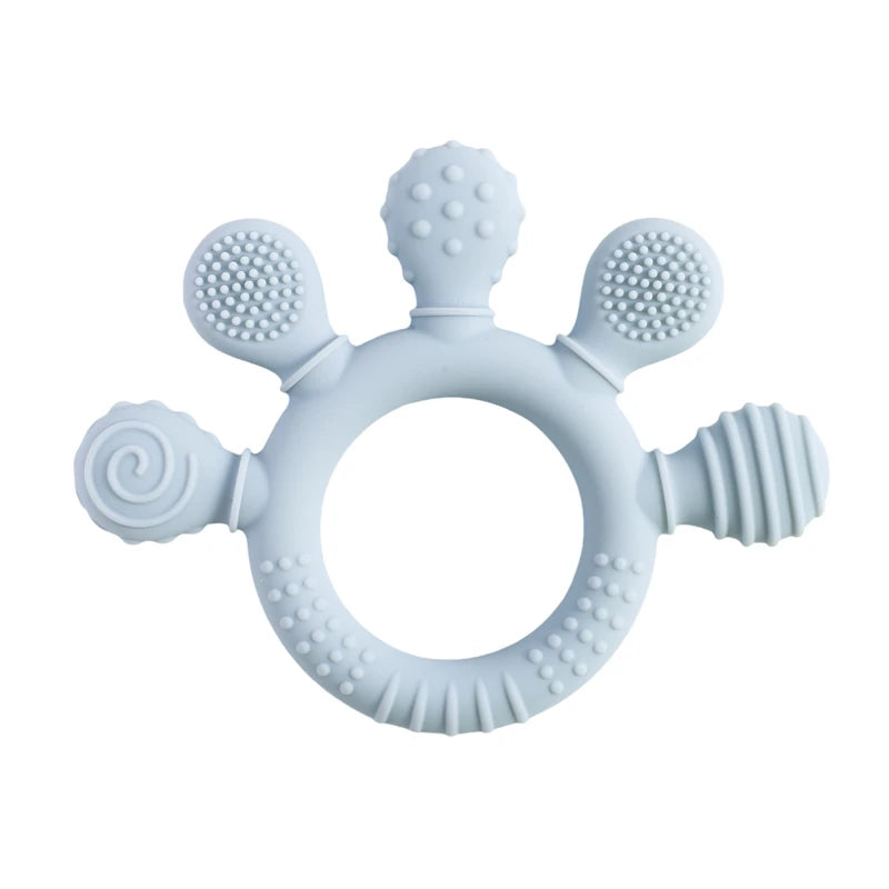 Food-Grade Silicone Teether Ring - Safe Sensory Toy for Babies 0-12 Months!