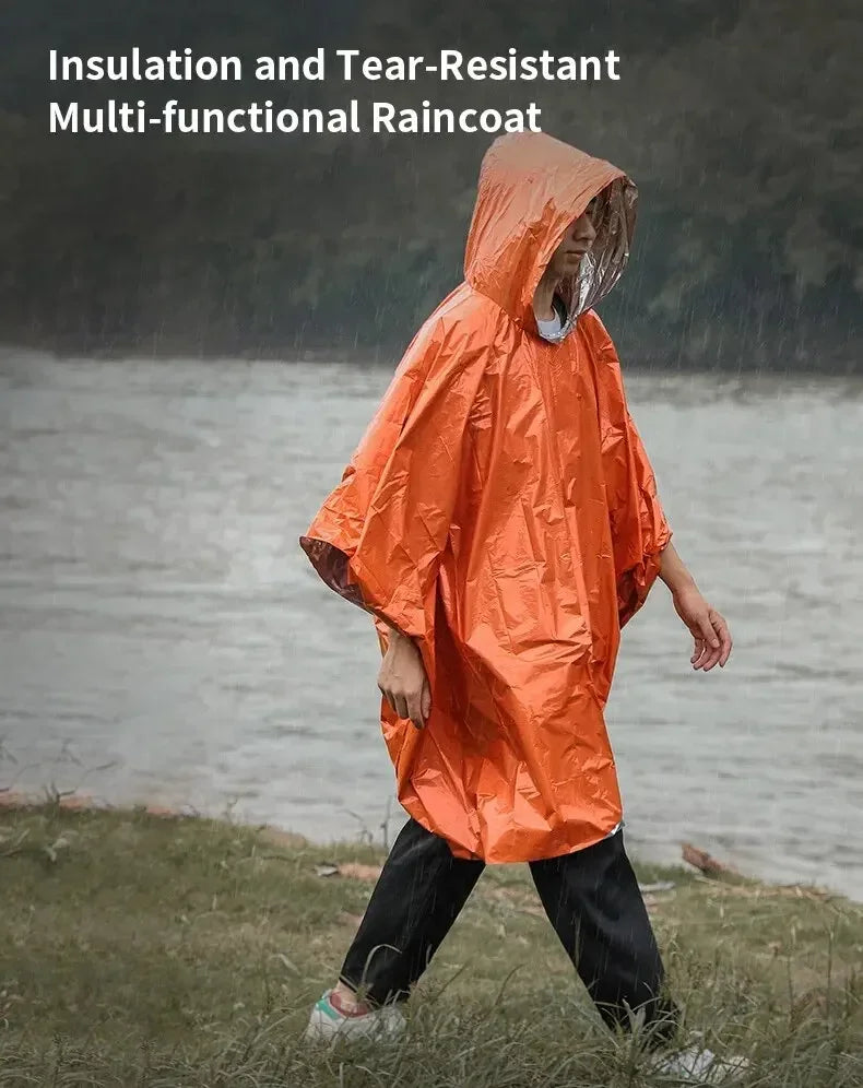 Emergency Raincoat Poncho Waterproof Rainwear Blanket Survival Camping Equipment Cold Insulation Rainwear Camping Equipment