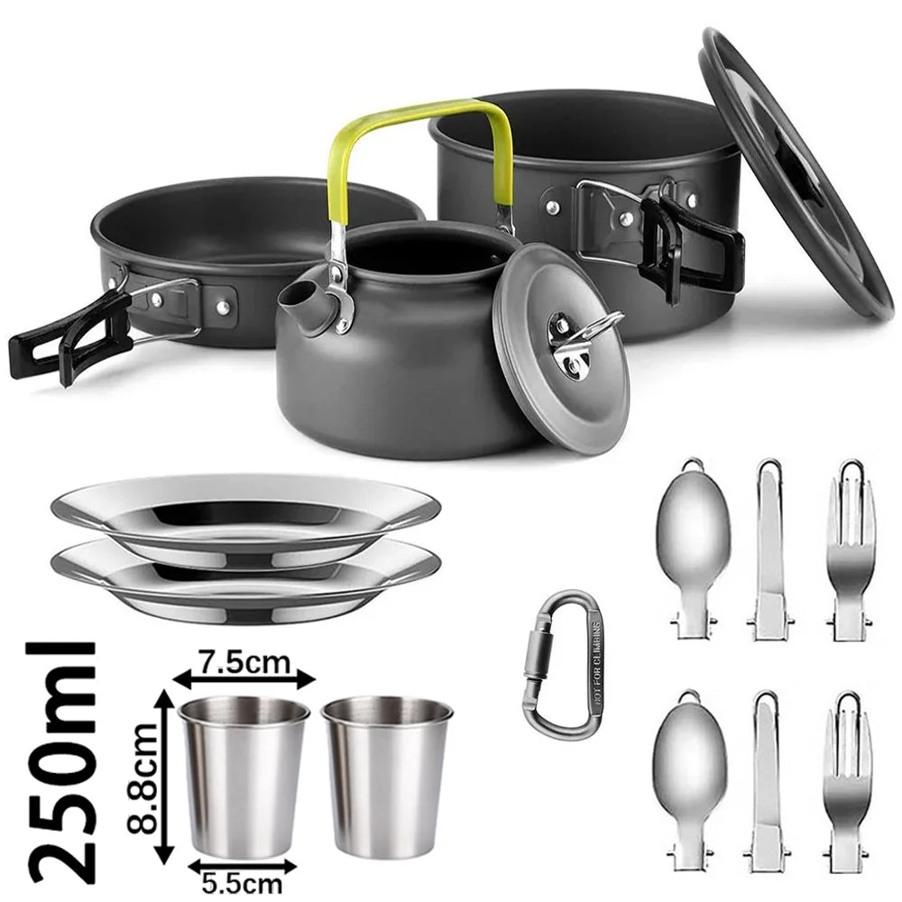Camping Cooking set Camping Cookware Travel Tableware Outdoor Picnic Set Teapot For 2-3 Peaple Non-stick pots assorted sets
