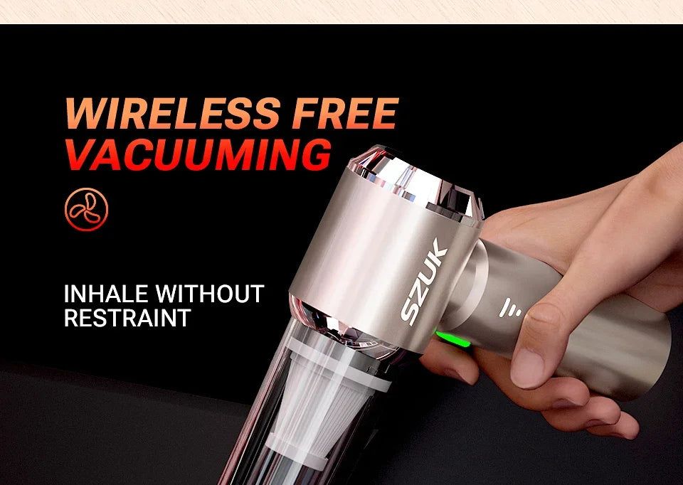 Cordless car vacuum - strong suction, portable, handheld. Perfect for quick clean-ups in your car! 🚗