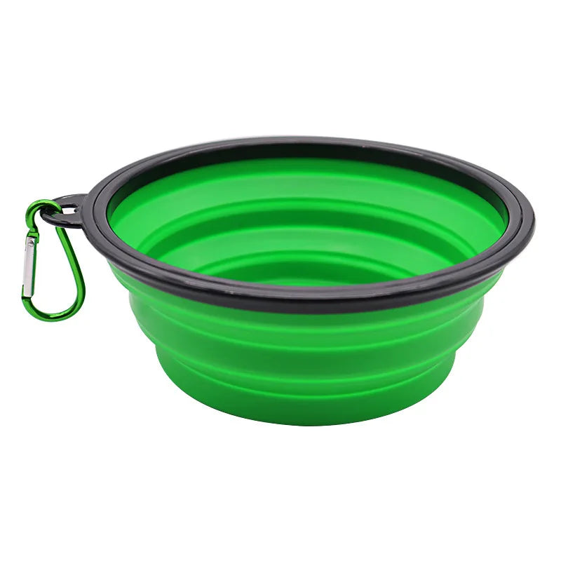 2-in-1 Folding Portable Silicone Dog Feeder Bowl with Carabiner