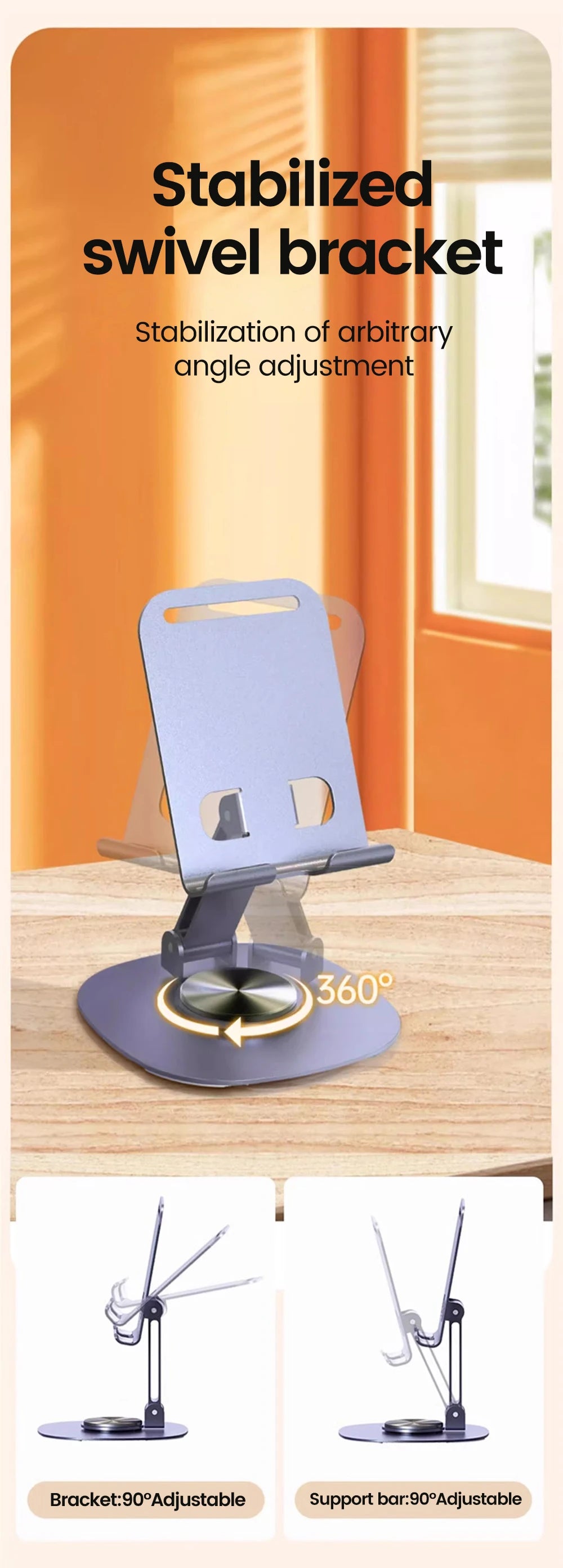 Rotating Phone Tablet Stand – Desktop Mount for iPhone & iPad