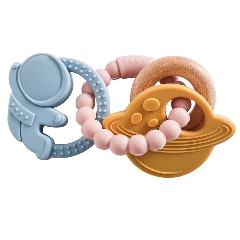 Food-Grade Silicone Teether Ring - Safe Sensory Toy for Babies 0-12 Months!