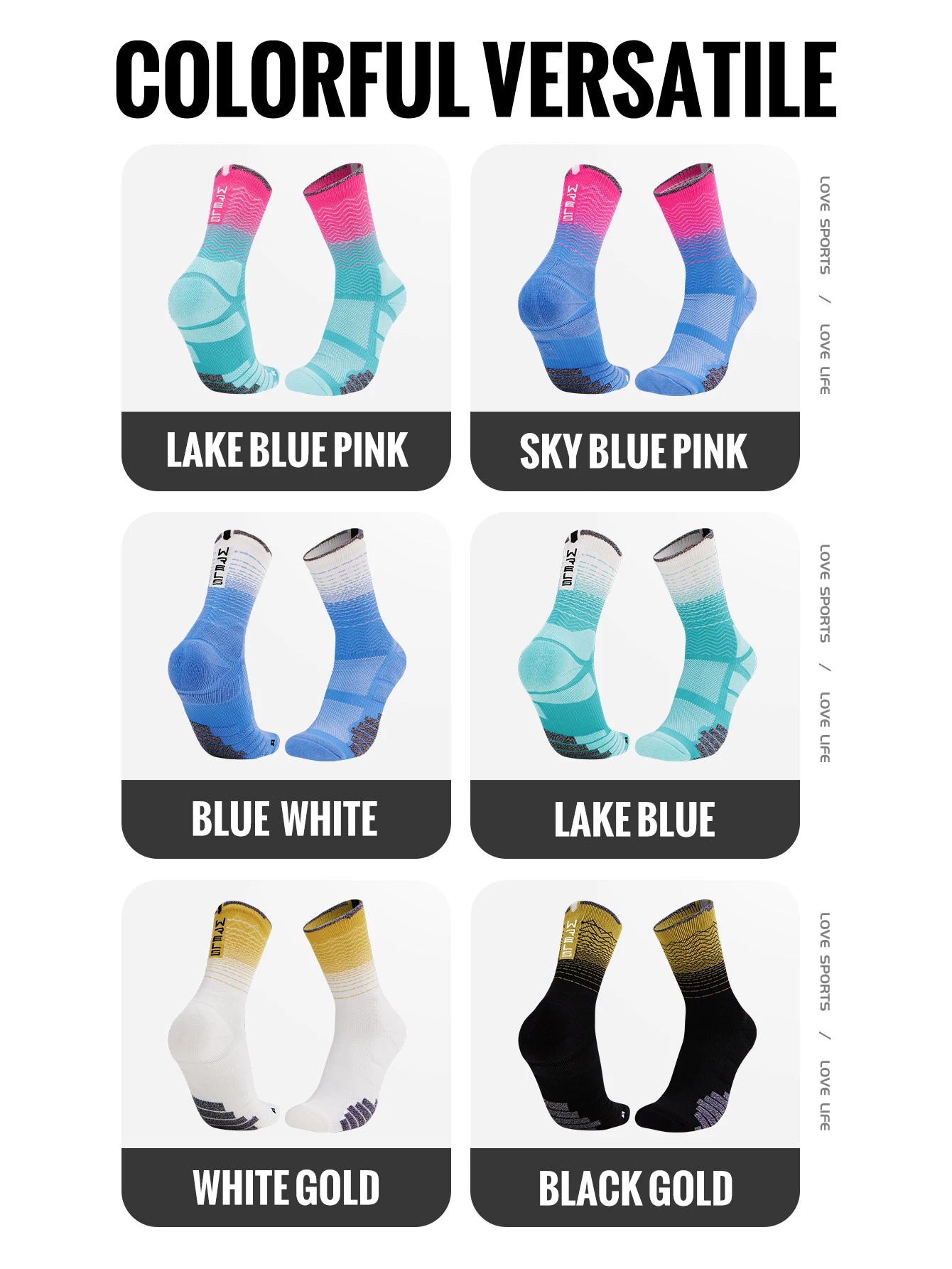 WRELS Socks Athletic Cushion Moisture Wicking Sports Socks Thickening Towel Bottom Sweat Absorbing Shock-absorbing Running Socks