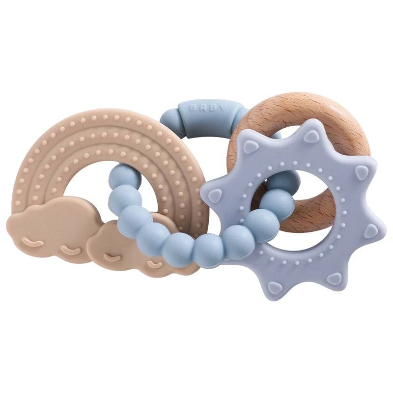 Food-Grade Silicone Teether Ring - Safe Sensory Toy for Babies 0-12 Months!