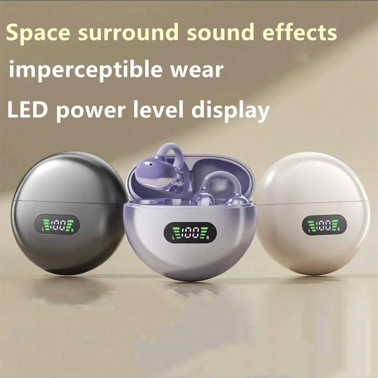 Open-Ear Wireless Earbuds | BT 5.3 & Digital Battery Display