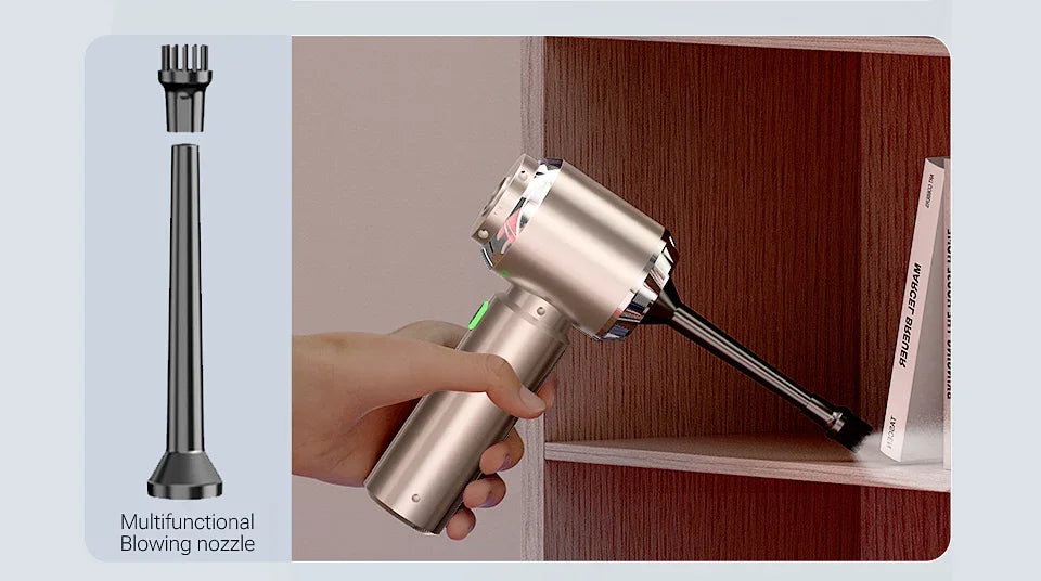 Cordless car vacuum - strong suction, portable, handheld. Perfect for quick clean-ups in your car! 🚗