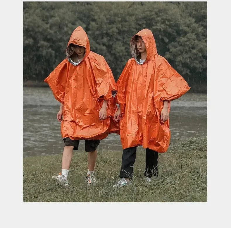 Emergency Raincoat Poncho Waterproof Rainwear Blanket Survival Camping Equipment Cold Insulation Rainwear Camping Equipment
