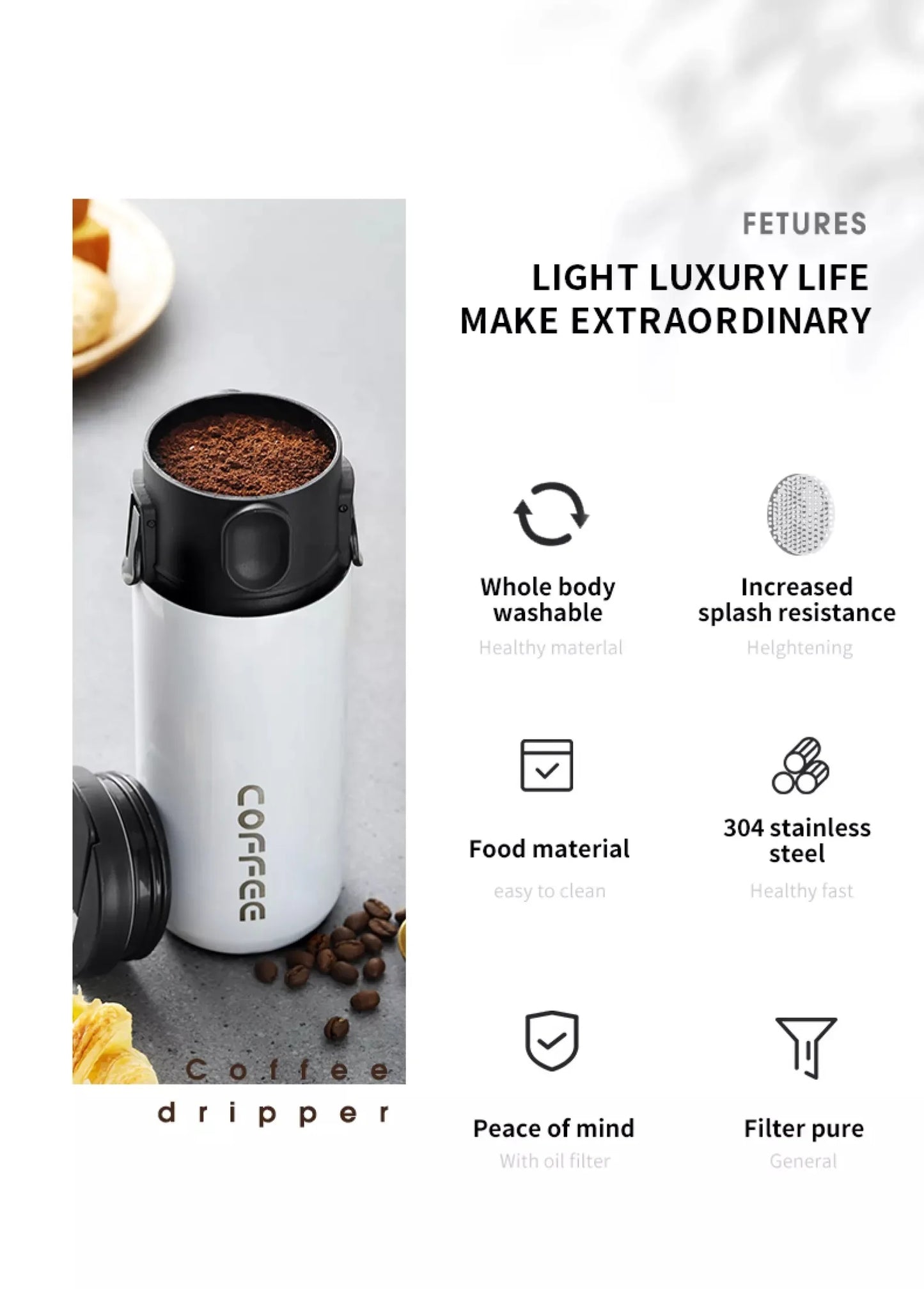 304 Stainless Steel Portable Coffee & Tea Dripper Set