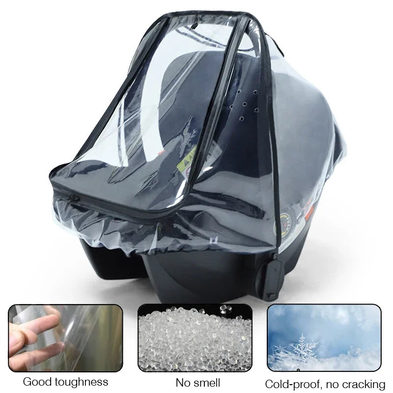 Baby Safety Seat Windproof Rain Cover Dustproof Transparent EVA Stroller Baby Carriage Rain Cover Dust Cover Mosquito Net