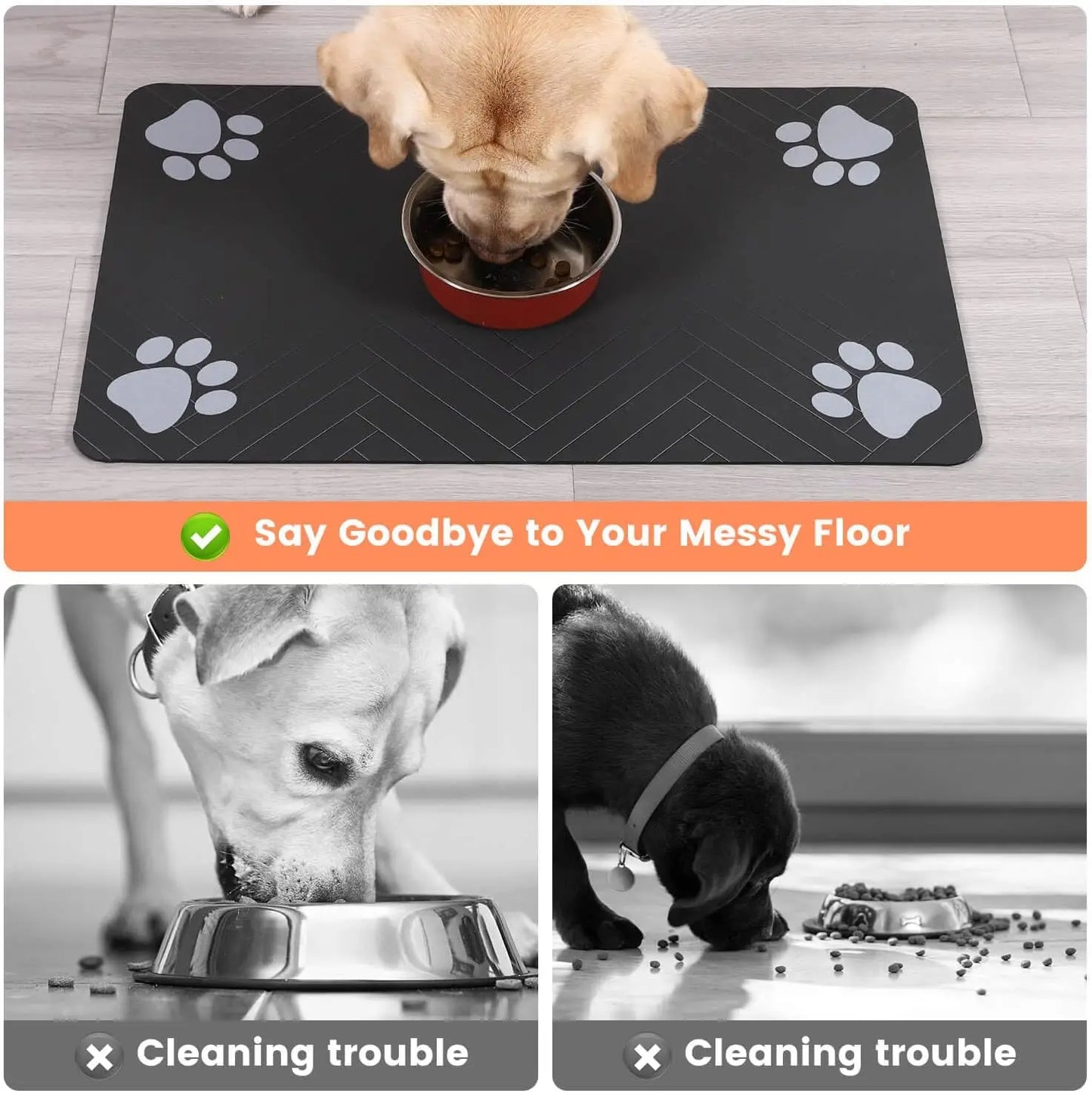 Absorbent Waterproof Pet Feeding Mat for Food & Water Bowl