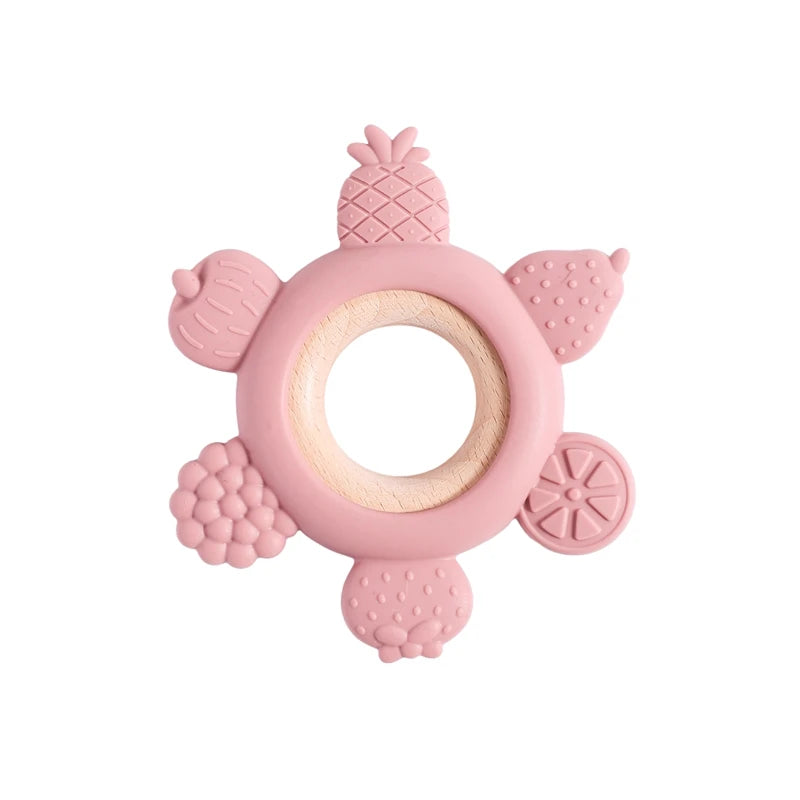 Food-Grade Silicone Teether Ring - Safe Sensory Toy for Babies 0-12 Months!