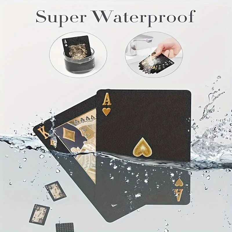 Cool Black Gold Waterproof Playing Cards, a Deck of Playing Cards Containing Christmas, Halloween, Thanksgiving Gifts, Game Gift