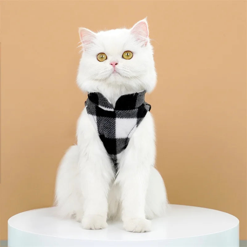 Dog Clothing Pet Clothing Polar Fleece Vest Grid Thickened Cat Traction Pet Supplies Cat Clothing Dog Clothing